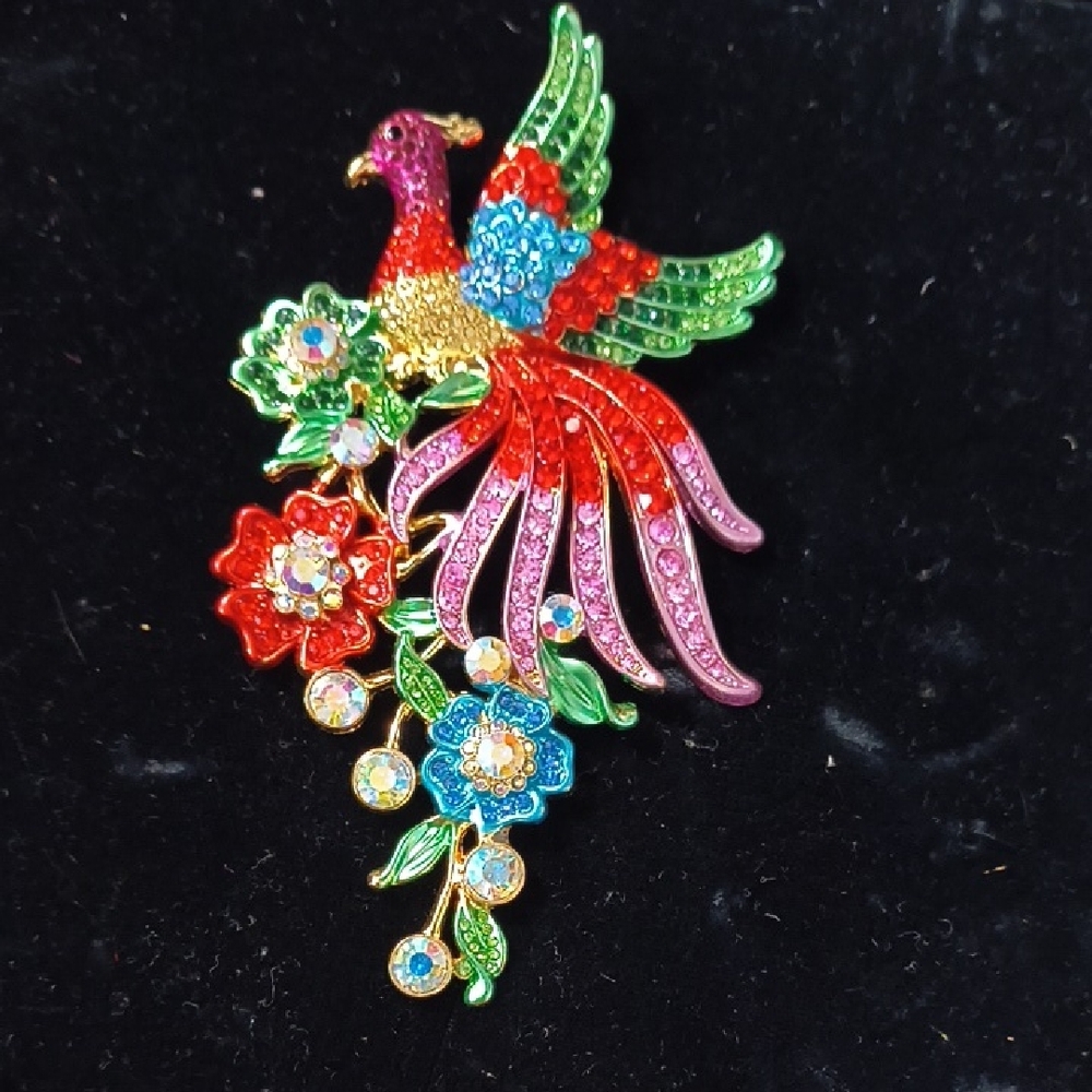 Vibrant Multicolor Bird Brooch